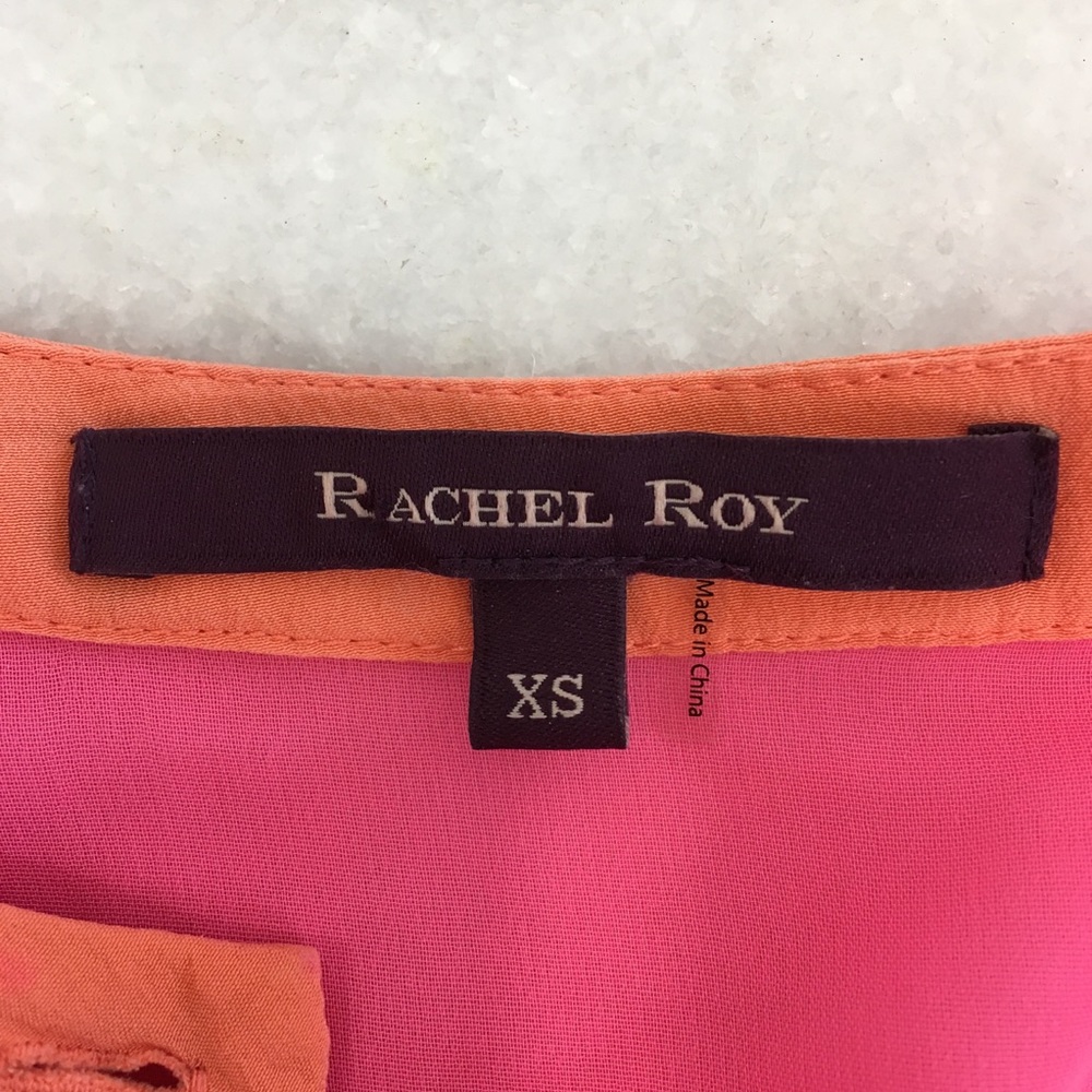 RACHEL ROY Bright Pink Orange Long Sleeve Silk Midi Dress - Picture 6 of 13